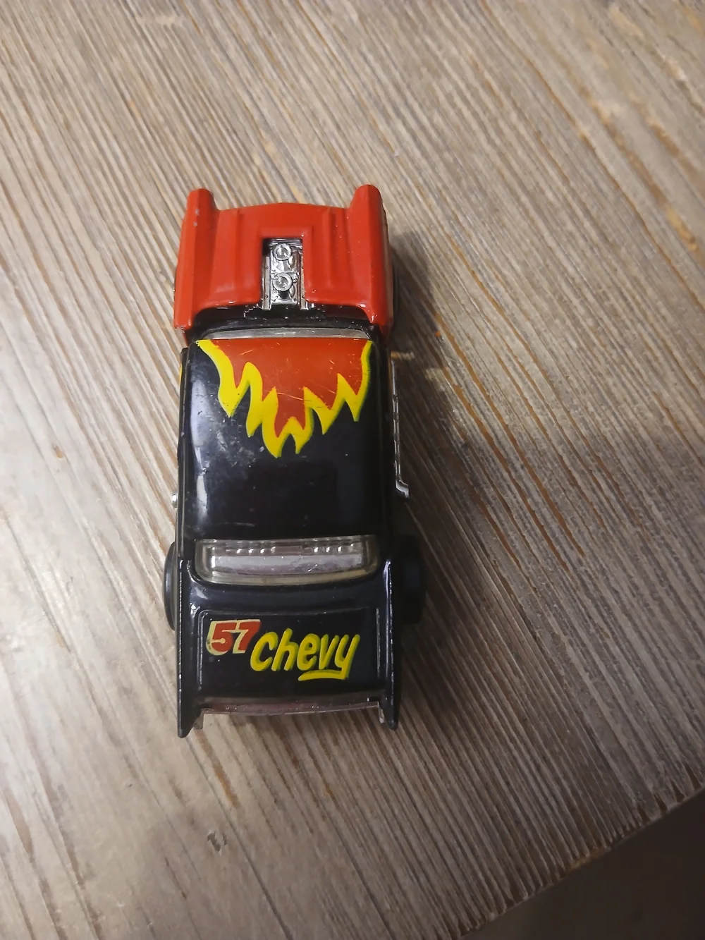 1983 Matchbox MB-4 1957 Chevy Bel Air Hardtop Black w/Red/Yellow Flames 1:64 NM
